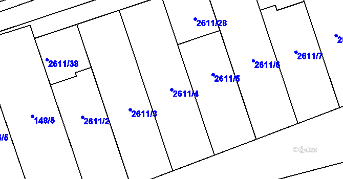 Parcela st. 2611/4 v KÚ Hrušky u Brna, Katastrální mapa