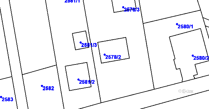 Parcela st. 2578/2 v KÚ Hrušky u Brna, Katastrální mapa