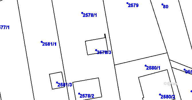 Parcela st. 2578/3 v KÚ Hrušky u Brna, Katastrální mapa