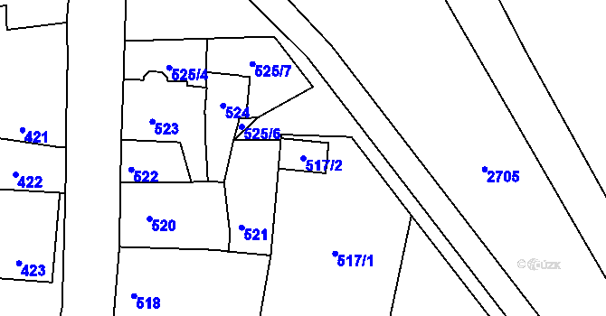 Parcela st. 517/2 v KÚ Hrušky u Brna, Katastrální mapa