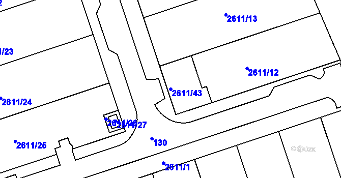Parcela st. 2611/43 v KÚ Hrušky u Brna, Katastrální mapa