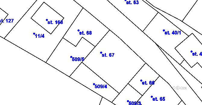 Parcela st. 67 v KÚ Hrušov nad Jizerou, Katastrální mapa