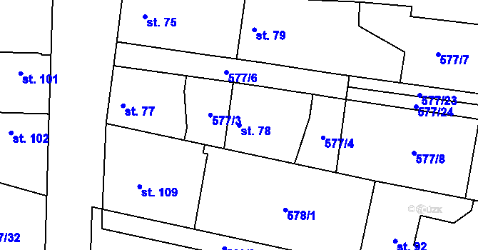 Parcela st. 78 v KÚ Hrušov nad Jizerou, Katastrální mapa