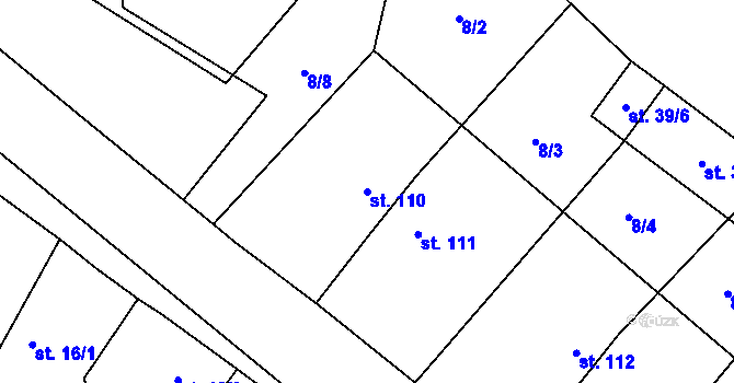 Parcela st. 110 v KÚ Hrušov nad Jizerou, Katastrální mapa