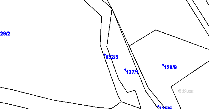 Parcela st. 132/3 v KÚ Hrušov nad Jizerou, Katastrální mapa