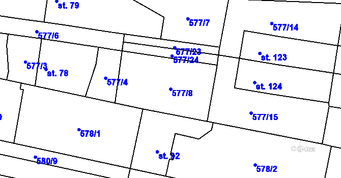 Parcela st. 577/8 v KÚ Hrušov nad Jizerou, Katastrální mapa