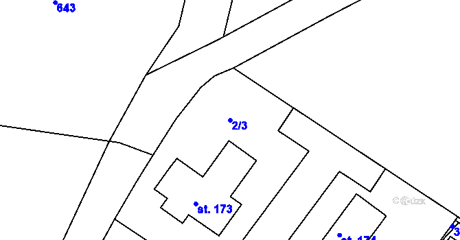 Parcela st. 2/3 v KÚ Hrušov nad Jizerou, Katastrální mapa