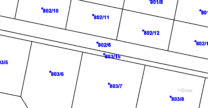 Parcela st. 803/15 v KÚ Hrušov nad Jizerou, Katastrální mapa