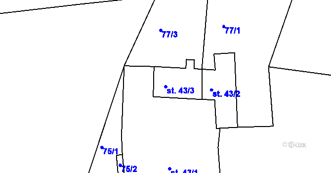 Parcela st. 43/3 v KÚ Hrušová, Katastrální mapa