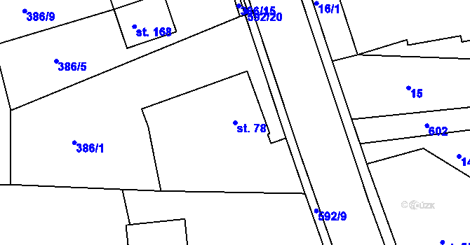 Parcela st. 78 v KÚ Hrušová, Katastrální mapa