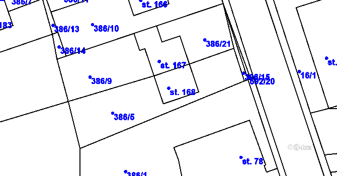 Parcela st. 168 v KÚ Hrušová, Katastrální mapa