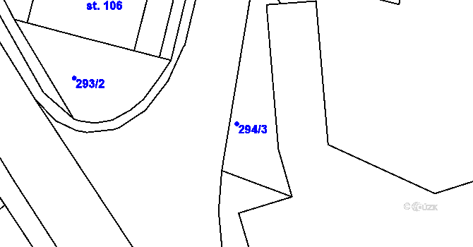 Parcela st. 294/3 v KÚ Hrušová, Katastrální mapa