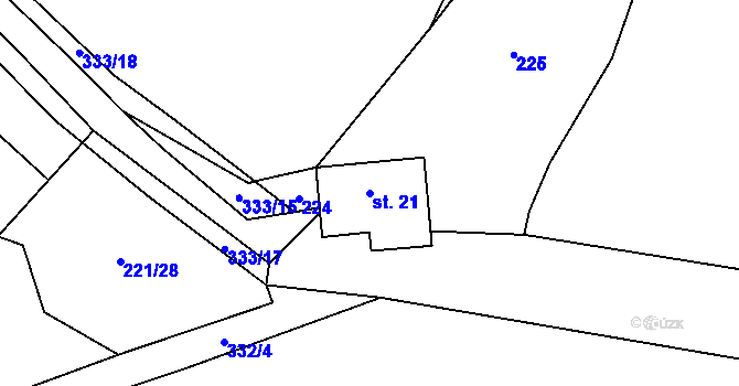 Parcela st. 21 v KÚ Hrušova Lhota, Katastrální mapa