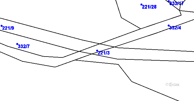 Parcela st. 221/3 v KÚ Hrušova Lhota, Katastrální mapa