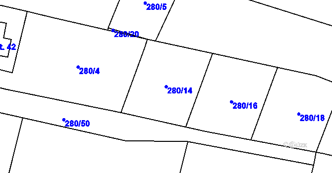 Parcela st. 280/14 v KÚ Hrušova Lhota, Katastrální mapa