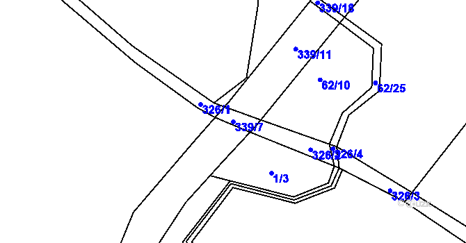 Parcela st. 339/7 v KÚ Hrušova Lhota, Katastrální mapa