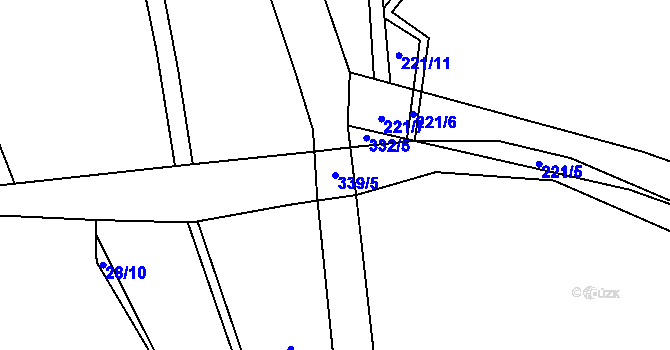Parcela st. 339/5 v KÚ Hrušova Lhota, Katastrální mapa