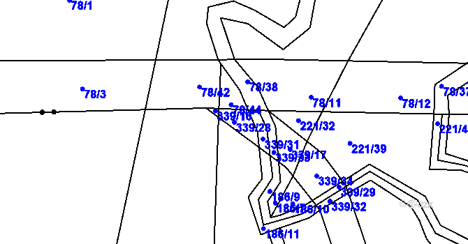 Parcela st. 339/28 v KÚ Hrušova Lhota, Katastrální mapa