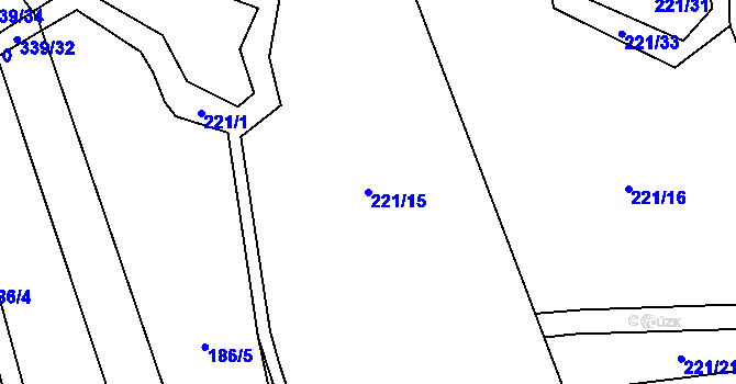Parcela st. 221/15 v KÚ Hrušova Lhota, Katastrální mapa