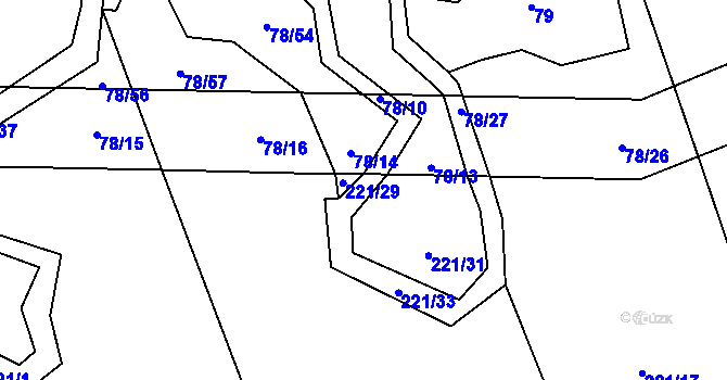 Parcela st. 221/30 v KÚ Hrušova Lhota, Katastrální mapa