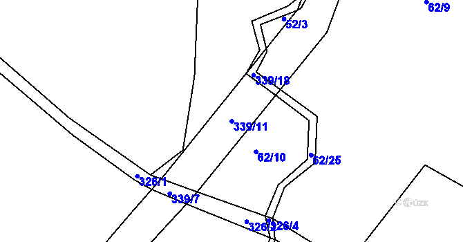 Parcela st. 339/11 v KÚ Hrušova Lhota, Katastrální mapa