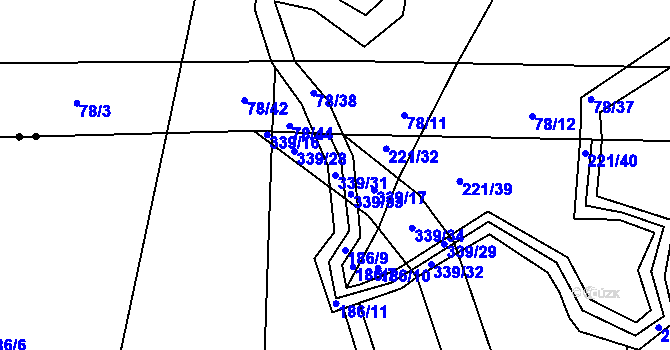 Parcela st. 339/31 v KÚ Hrušova Lhota, Katastrální mapa
