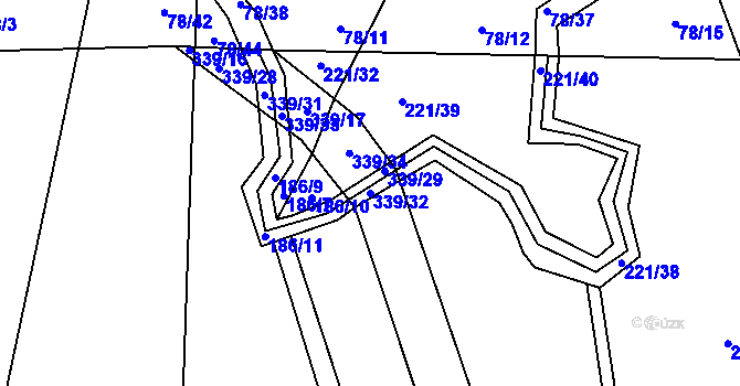 Parcela st. 339/32 v KÚ Hrušova Lhota, Katastrální mapa