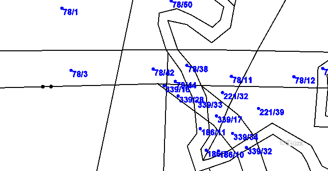 Parcela st. 339/16 v KÚ Hrušova Lhota, Katastrální mapa