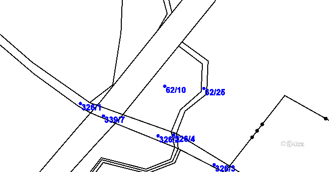 Parcela st. 62/10 v KÚ Hrušova Lhota, Katastrální mapa