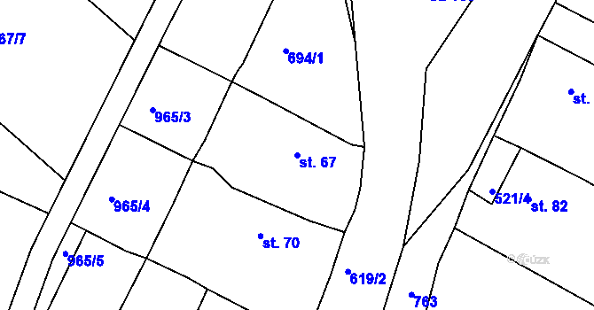 Parcela st. 67 v KÚ Hrušovany u Chomutova, Katastrální mapa
