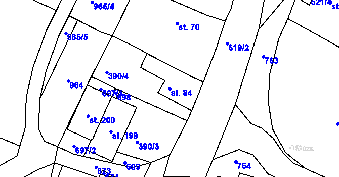 Parcela st. 84 v KÚ Hrušovany u Chomutova, Katastrální mapa