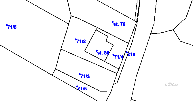 Parcela st. 85 v KÚ Hrušovany u Chomutova, Katastrální mapa