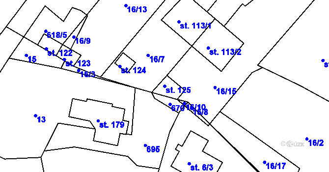 Parcela st. 125 v KÚ Hrušovany u Chomutova, Katastrální mapa