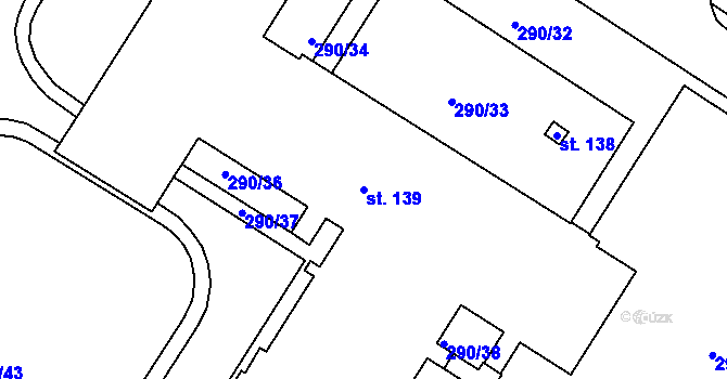 Parcela st. 139 v KÚ Hrušovany u Chomutova, Katastrální mapa