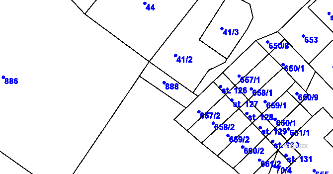 Parcela st. 48/22 v KÚ Hrušovany u Chomutova, Katastrální mapa