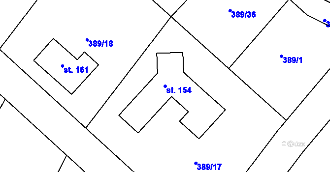 Parcela st. 154 v KÚ Hrušovany u Chomutova, Katastrální mapa