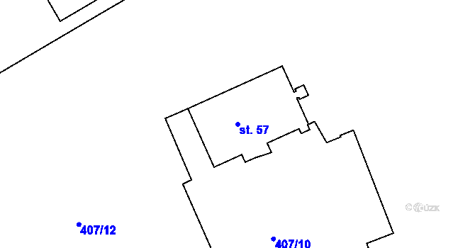 Parcela st. 57 v KÚ Lažany u Chomutova, Katastrální mapa