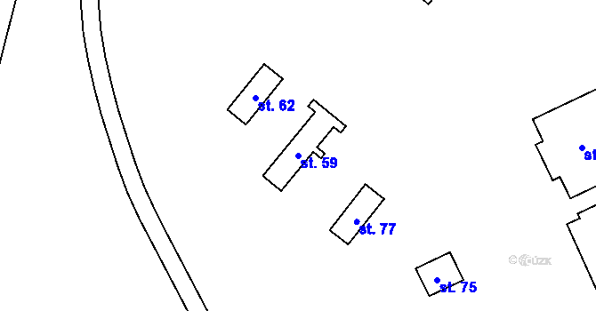 Parcela st. 59 v KÚ Lažany u Chomutova, Katastrální mapa
