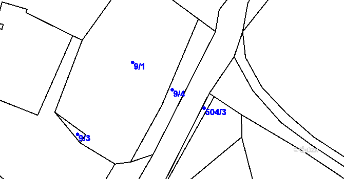 Parcela st. 9/4 v KÚ Lažany u Chomutova, Katastrální mapa
