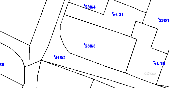 Parcela st. 238/5 v KÚ Lažany u Chomutova, Katastrální mapa