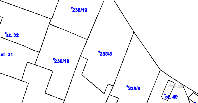 Parcela st. 238/8 v KÚ Lažany u Chomutova, Katastrální mapa