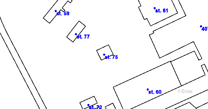 Parcela st. 75 v KÚ Lažany u Chomutova, Katastrální mapa