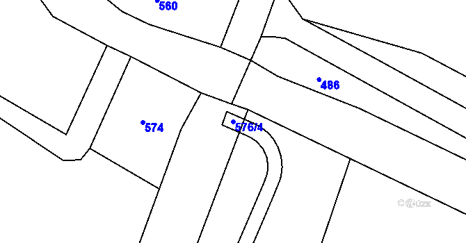 Parcela st. 576/4 v KÚ Lažany u Chomutova, Katastrální mapa
