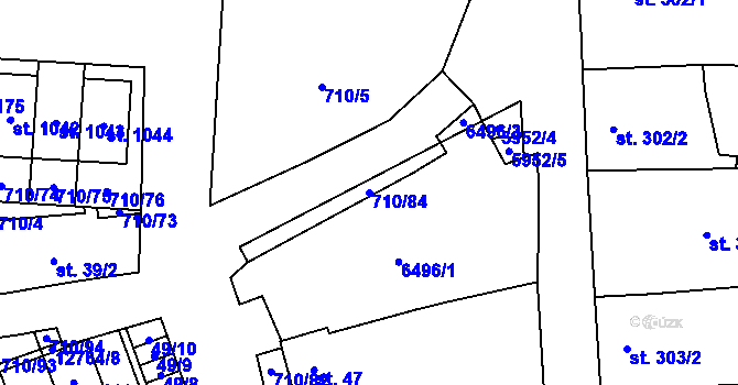 Parcela st. 710/84 v KÚ Hrušovany nad Jevišovkou, Katastrální mapa