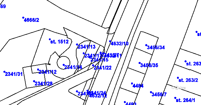 Parcela st. 2341/27 v KÚ Hrušovany nad Jevišovkou, Katastrální mapa