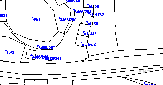 Parcela st. 55/2 v KÚ Hrušovany nad Jevišovkou, Katastrální mapa