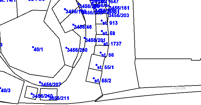 Parcela st. 56 v KÚ Hrušovany nad Jevišovkou, Katastrální mapa