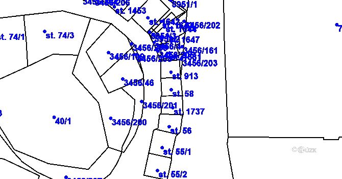 Parcela st. 58 v KÚ Hrušovany nad Jevišovkou, Katastrální mapa