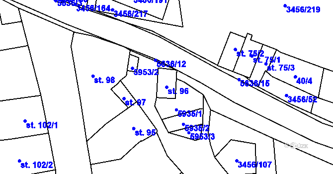 Parcela st. 96 v KÚ Hrušovany nad Jevišovkou, Katastrální mapa
