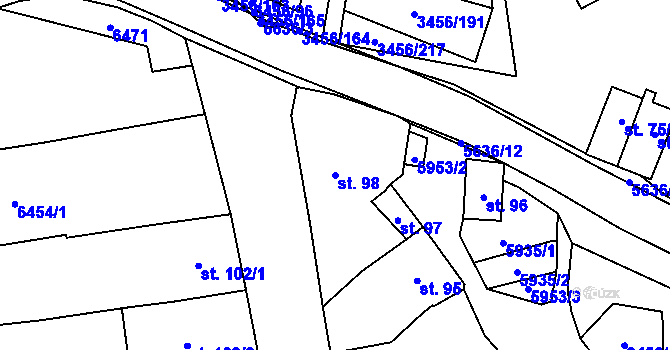 Parcela st. 98 v KÚ Hrušovany nad Jevišovkou, Katastrální mapa